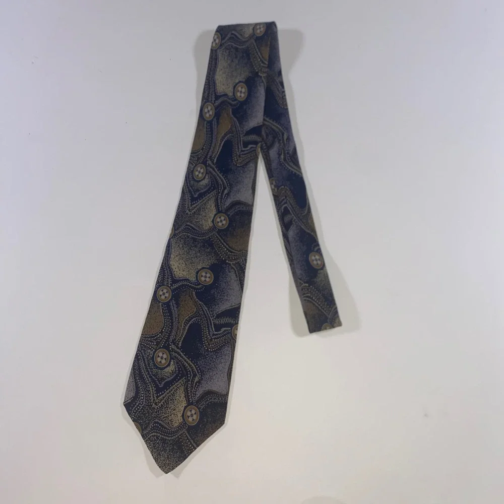Claudio Gatti Milano Mens Silk Tie Blue Gold Abstract Geometric Made‎ in Italy